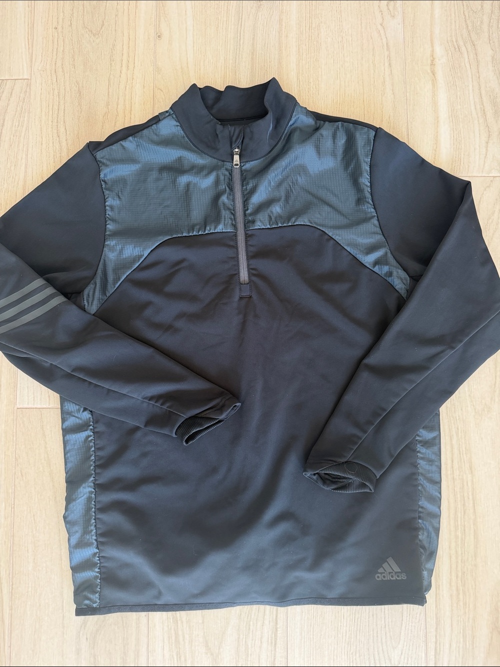 adidas Black Men's Quarter-Zip Performance Pullover ClimaHeat Large